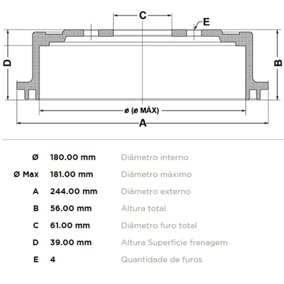 Tambor Freio Traseiro FREMAX Honda Fit 2003-2008