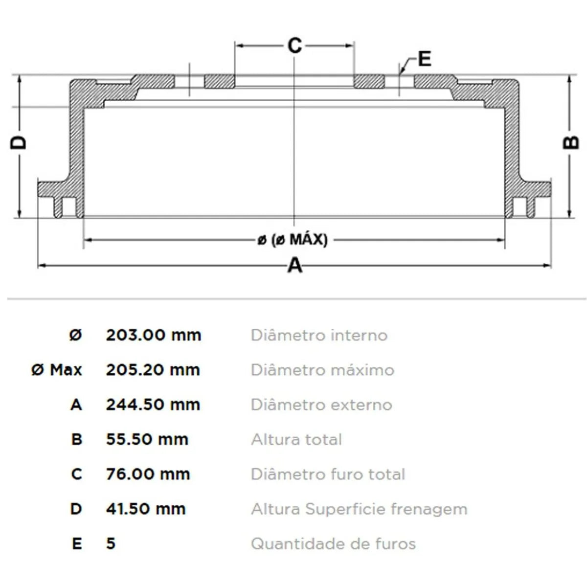 Tambor Freio Traseiro FREMAX Kia Soul 2009-2019 (244,5mm)