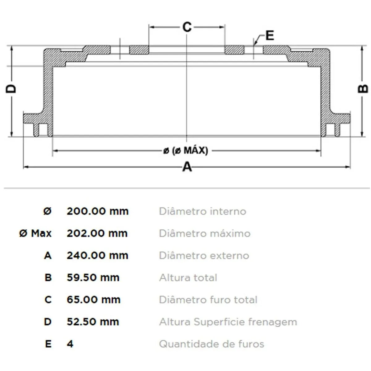 Tambor Freio Traseiro FREMAX Chery Celer 2013-2019 (240mm)